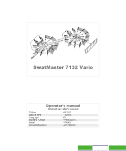 Deutz-Fahr SwatMaster 7132 Vario Rakes 2016 Operation Maintenance Manual PDF download