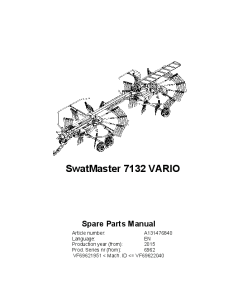 Deutz-Fahr SwatMaster 7132 Vario Rakes 2016 Parts Manual Catalog Pdf Download