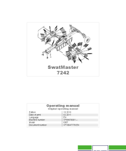 Deutz-Fahr SwatMaster 7242 Rakes 2010 Sn VF69670001- Operation Maintenance Manual PDF download