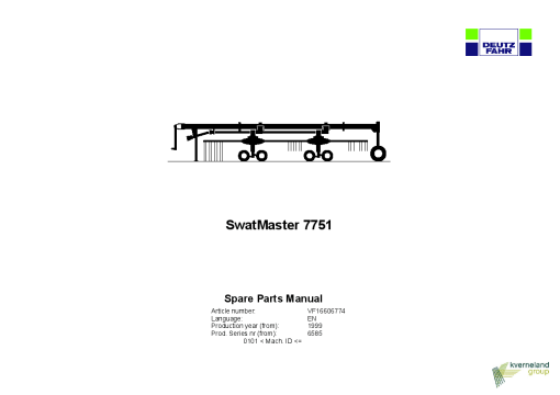 Deutz-Fahr SwatMaster 7751 Rakes 1999 Sn 0101- Parts Manual Catalog Pdf Download