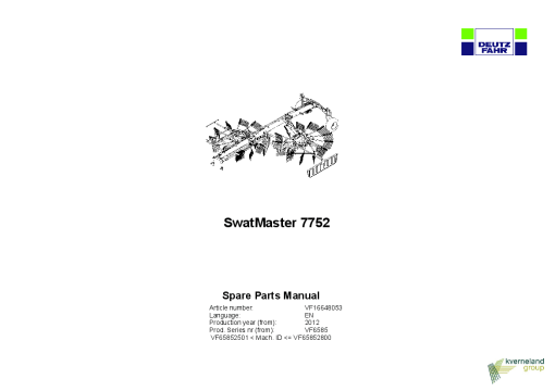Deutz-Fahr SwatMaster 7752 Rakes 2012 Operation Maintenance Manual PDF download