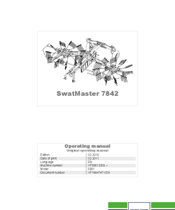 Deutz-Fahr SwatMaster 7842 Rakes 2010 Sn VF69612000- Operation Maintenance Manual PDF download