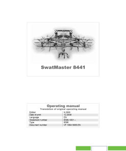 Deutz-Fahr SwatMaster 8441 Rakes 2008 Operation Maintenance Manual PDF download