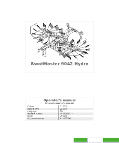 Deutz-Fahr SwatMaster 9042 HYDRO 2016 Sn VF69690301- Operation Maintenance Manual PDF download