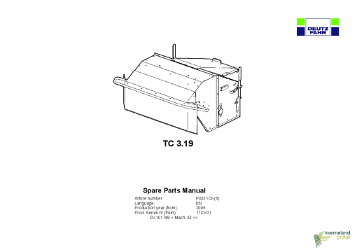 Deutz-Fahr TC 3.19 17CK01 Conditioners Rear mounted 2005 Parts Manual Catalog Pdf Download