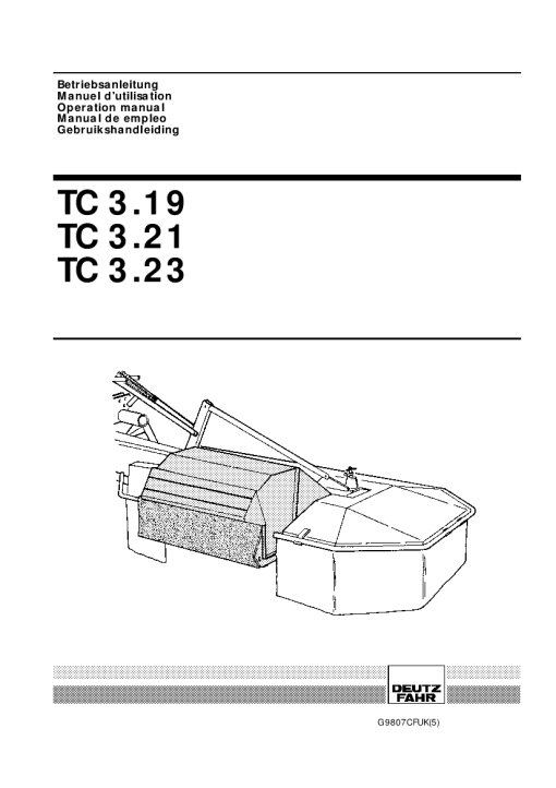 Deutz-Fahr TC 3.19 3.21 3.23 Conditioners Rear mounted 1999 Operation Maintenance Manual PDF download