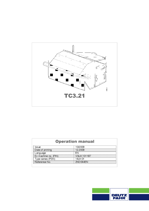 Deutz-Fahr TC 3.21 Conditioners Rear mounted 2009 Operation Maintenance Manual PDF download