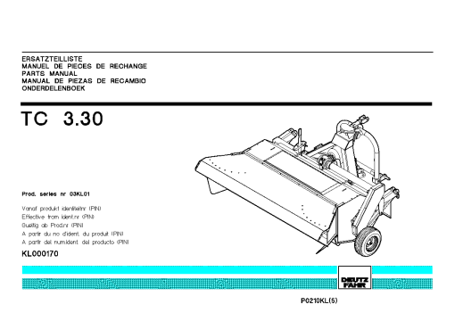 Deutz-Fahr TC 3.30 Conditioner Rear mounted 2001 Parts Manual Catalog Pdf Download