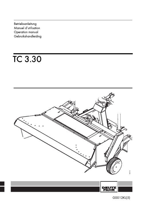 Deutz-Fahr TC 3.30 Conditioners Rear mounted 2001 Operation Maintenance Manual PDF download