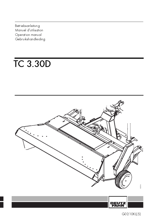 Deutz-Fahr TC 3.30D Conditioners Rear mounted 2006 -10KL01 Operation Maintenance Manual PDF download