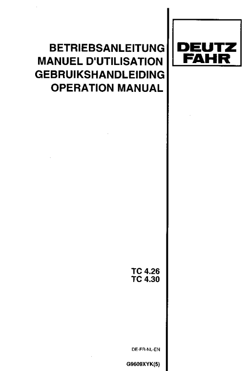 Deutz-Fahr TC 4.26 4.30 Conditioners Rear mounted DE FR NL EN Operation Maintenance Manual PDF download
