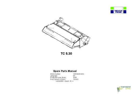 Deutz-Fahr TC 5.30 Conditioners Rear mounted 2008 Parts Manual Catalog Pdf Download