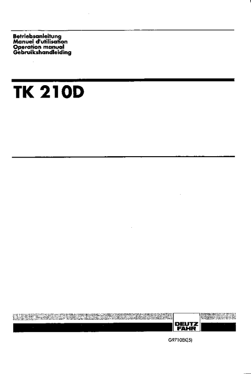 Deutz-Fahr TK 210D Conditioners Rear mounted 1997-1998 Parts Manual Catalog Pdf Download