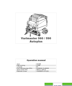 Deutz-Fahr VM 560 590 Auto Plus Balers Round Variable chamber 2007-2008 Operation Maintenance Manual PDF download