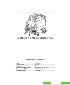 Deutz-Fahr VM 560 590 Auto Plus Balers Round Variable chamber 2009 Operation Maintenance Manual PDF download