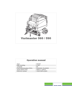 Deutz-Fahr Varimaster 560 590 Auto Plus Balers Round Variable chamber 2007 Operation Maintenance Manual PDF download