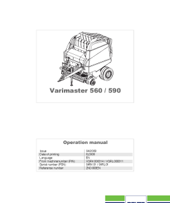 Deutz-Fahr Varimaster 560 590 Auto Plus Balers Round Variable chamber 2010 Operation Maintenance Manual PDF download