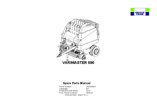 Deutz-Fahr Varimaster 590 Balers Round Variable chamber 2010 Parts Manual Catalog Pdf Download