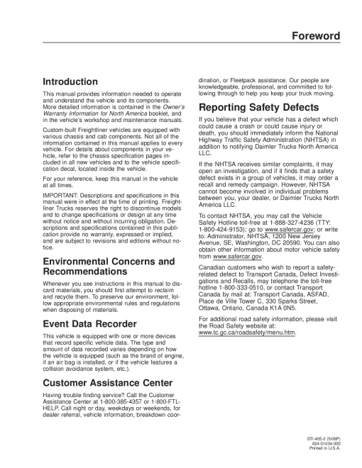 Freightliner Columbia Operation Maintenance Manual PDF download