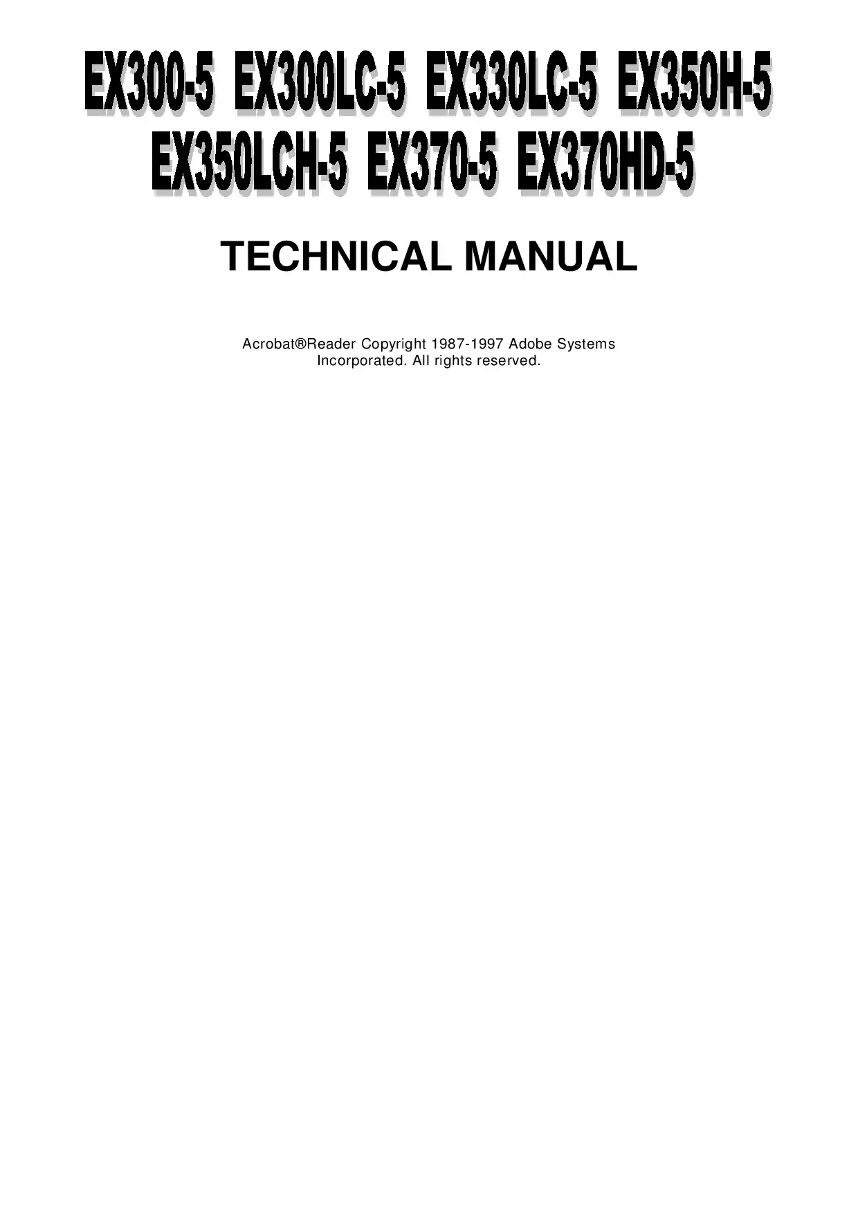 Hitachi EX300-5 330-5 350-5 370-5 Technical manual PDF download