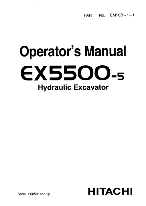 Hitachi EX5500 Operation Maintenance Manual PDF download