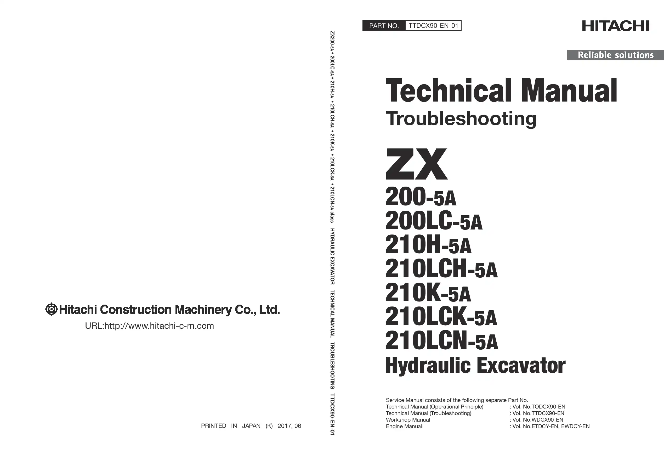 Hitachi ZX 200-5A 210-5A LC H LCH K LCK LCN Troubleshooting Technical manual PDF download