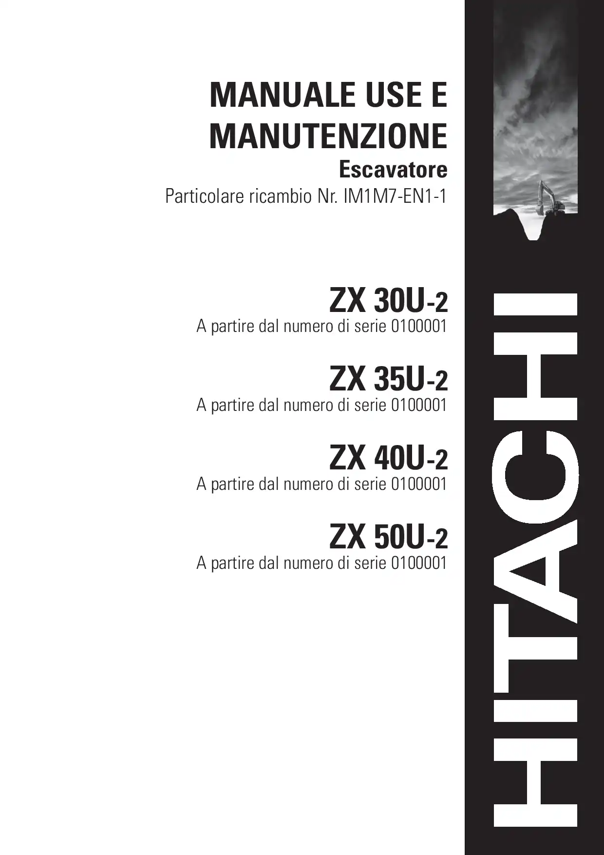 Hitachi ZX 30U-2 35U-2 40U-2 50U-2 Italian Operation Maintenance Manual PDF download