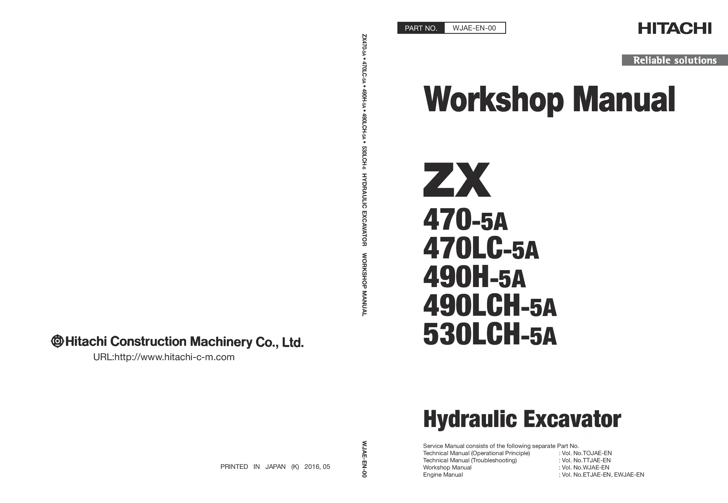 Hitachi ZX 470-5A 470LC-5A 490H-5A 490LCH-5A 530LCH-5A Workshop manual PDF download