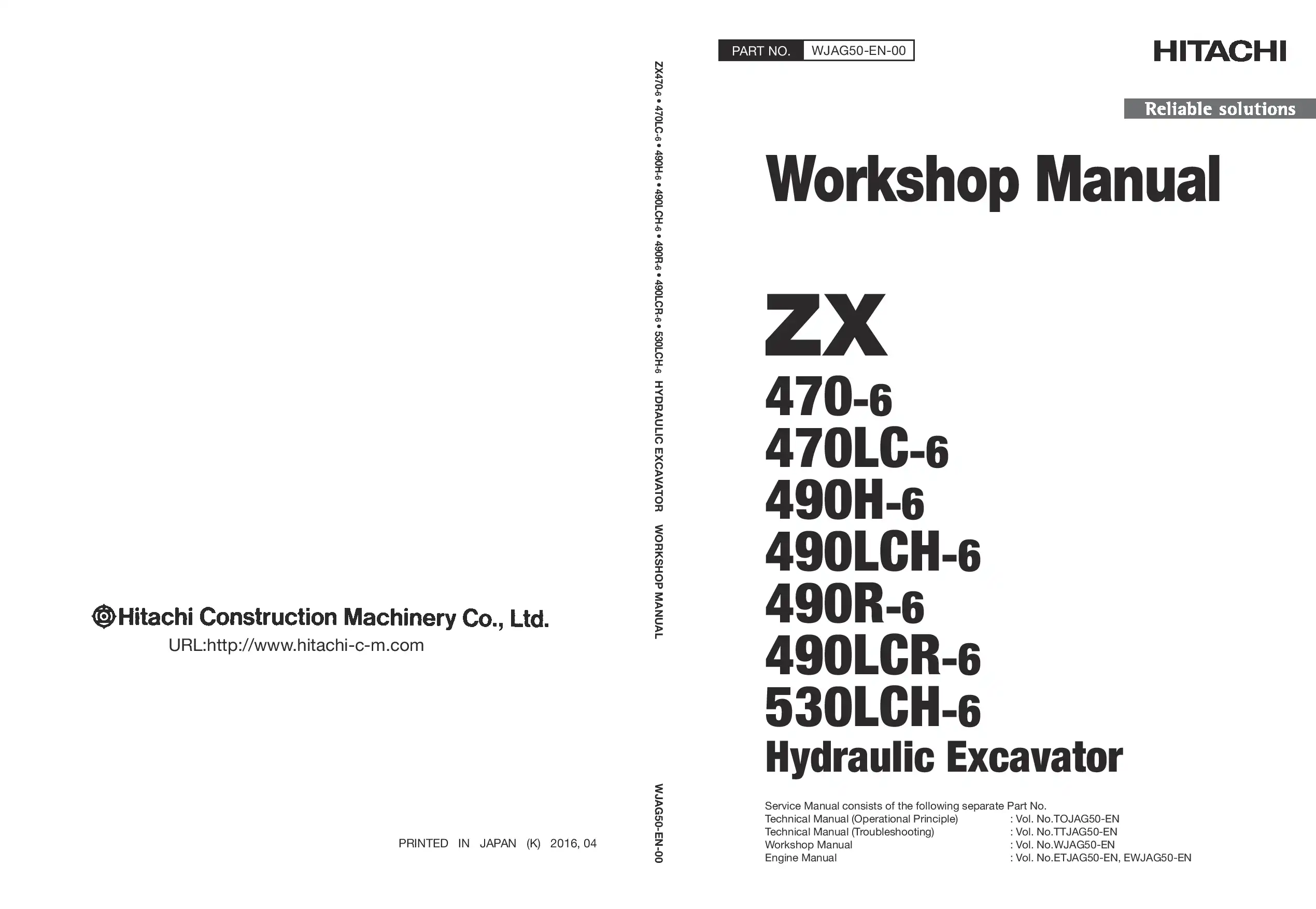 Hitachi ZX 470-6 LC 490H-6 LCH 490R-6 LCR 530LCH-6 Workshop manual PDF download