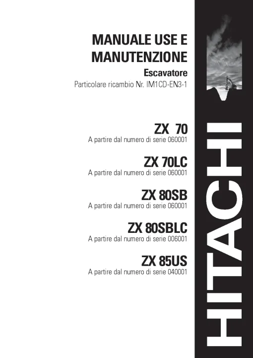 Hitachi ZX 70 LC 80SB SBLC 85US Italian Operation Maintenance Manual PDF download