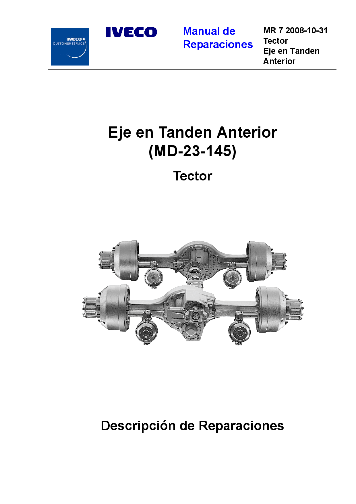 IVECO MD 23 145 Eje en Tanden Anterior MR 07 Tector Spanish Manual de Reparaciones PDF Download