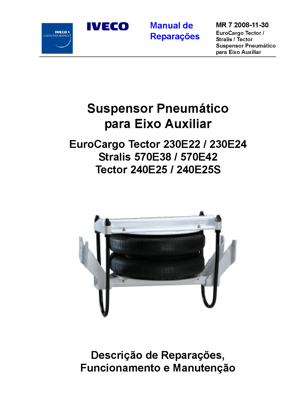 IVECO MR 07 Stralis EuroCargo Tector Suspensor Pneumtico Eixo Auxiliar Portuguese Manual de Reparacoes PDF Download