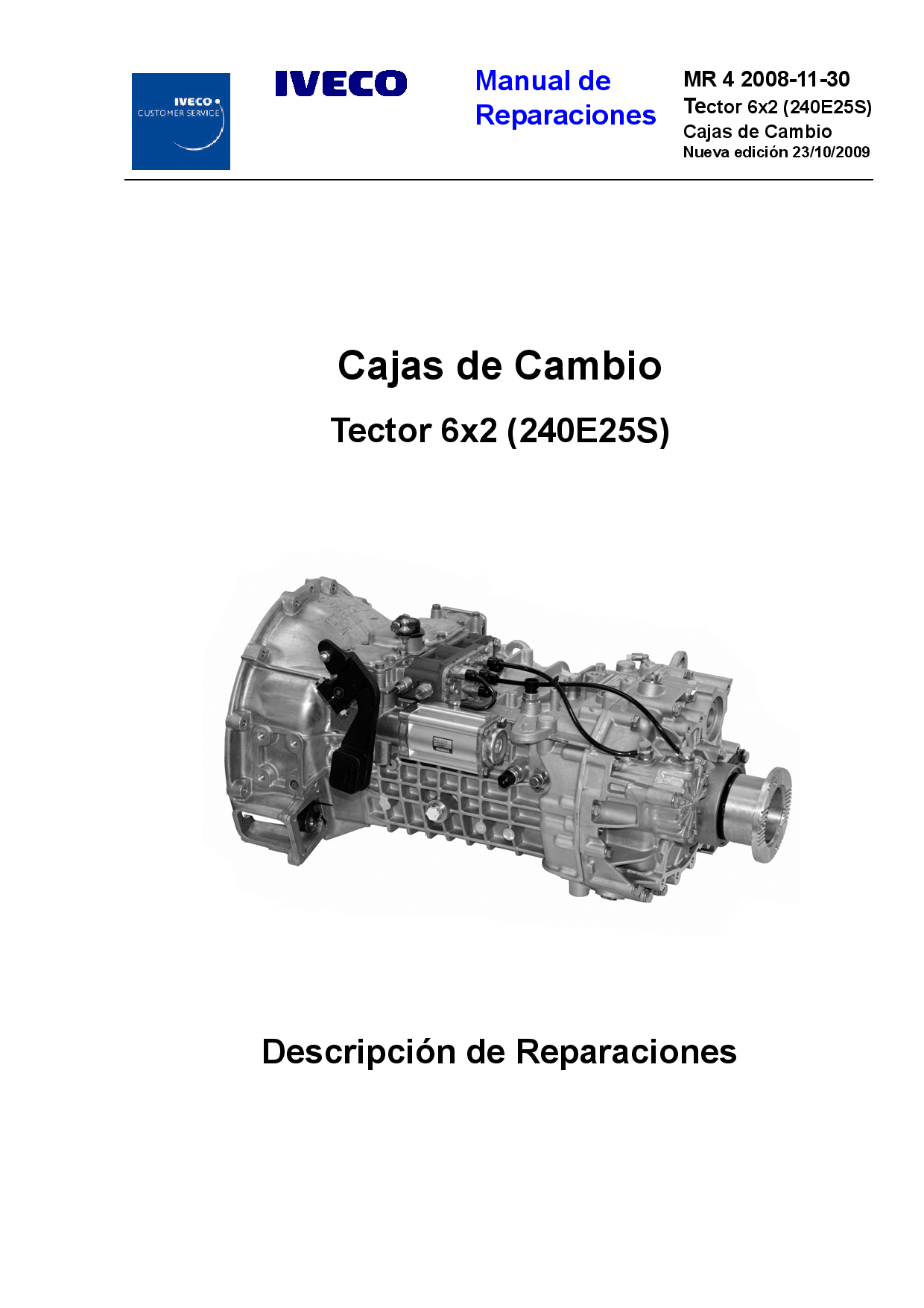 IVECO MR 4 240 E25S Tector 6x2 Cajas de Cambio Spanish Manual de Reparaciones PDF Download