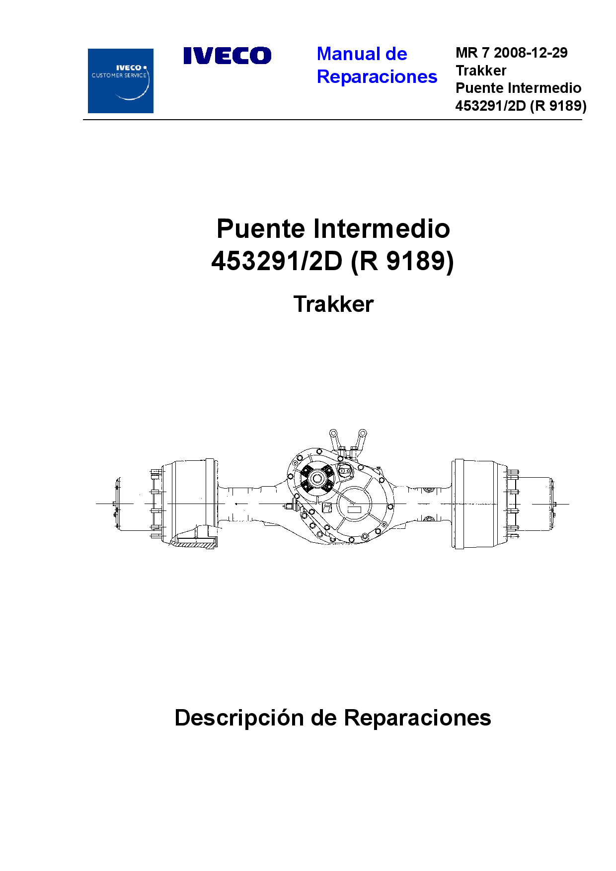 Iveco MR 7 53291-2D (R9189)Trakker Puente Intermedio Spanish Manual de Reparaciones PDF Download
