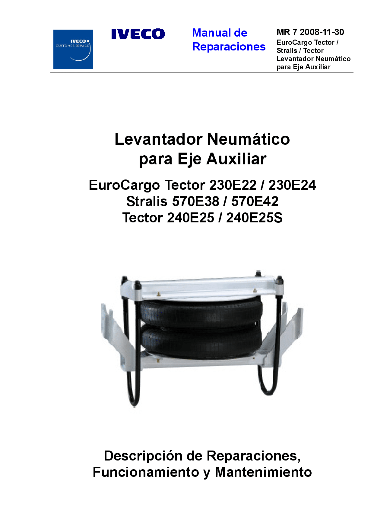 Iveco MR 7 Stalis EuroCargo Tector Levantador Neumtico Eje Auxiliar Spanish Manual de Reparaciones PDF Download