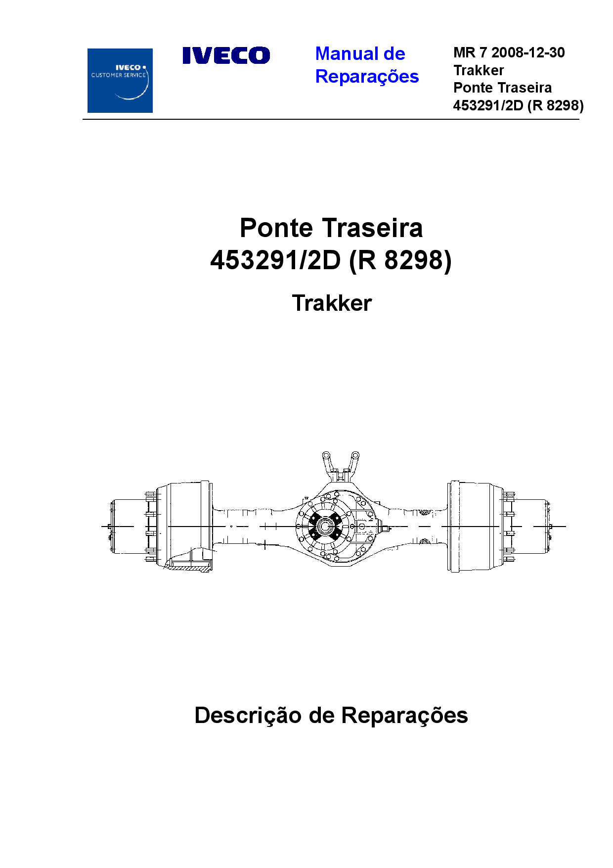 Iveco MR 7 Trakker 453291- 2D (R 8298) Ponte Traseira Portuguese Manual de Reparacoes PDF Download