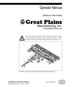 Simba 8-10m Press Cultivator 608-205M Operation Maintenance Manual PDF download