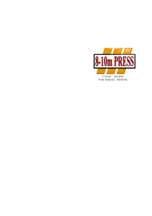 Simba 8-10m Press Cultivator from SNo 18009164 Operation Maintenance Manual PDF download