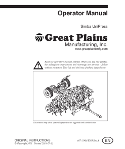 Simba Great Plains UniPress Operation Maintenance Manual PDF download