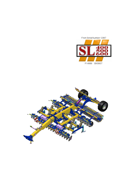 Simba SL 400 500 600 Cultivator 2007 Sn 12997- Operation Maintenance Manual PDF download