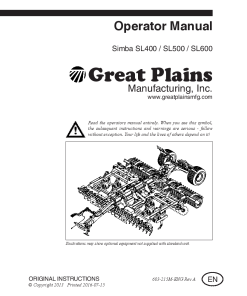 Simba SL 400 500 600 Cultivator Great Plains Operation Maintenance Manual PDF download