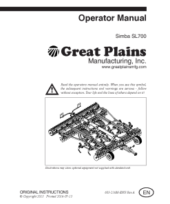 Simba SL700 Cultivator Great Plains Operation Maintenance Manual PDF download