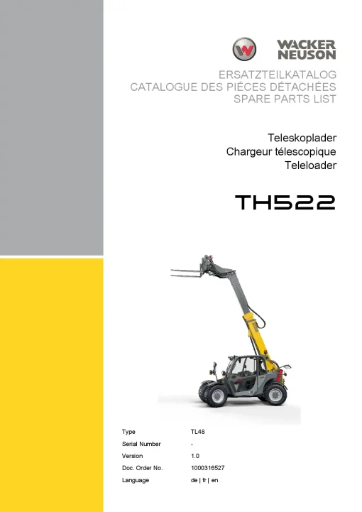Wacker Neuson Telehandler TH522 Parts Catalog manual PDF download