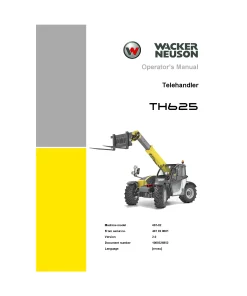 Wacker Neuson Telehandler TH625 Operation Maintenance Manual PDF download
