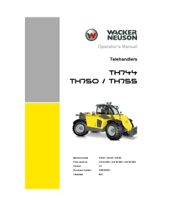 Wacker Neuson Telehandler TH744 TH750 TH755 Operation Maintenance Manual PDF download
