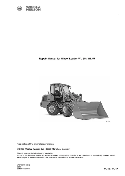 Wacker Neuson WL55 WL57 Service Workshop manual PDF download