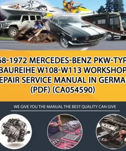 1968-1972 Mercedes-Benz Pkw-Typen Baureihe W108-W113 Workshop Repair Service Manual In German (Pdf) (CA054590)