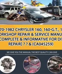 1970-1982 Chrysler 160, 160-G.T., 180 Workshop Repair & Service Manual [Complete & Informative For Diy Repair] - - & (CA045259)
