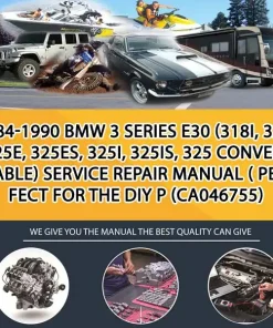 1984-1990 Bmw 3 Series E30 (318I, 325, 325E, 325Es, 325I, 325Is, 325 Convertiable) Service Repair Manual ( Perfect For The Diy P (CA046755)