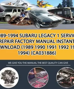 1989-1994 Subaru Legacy 1 Service Repair Factory Manual Instant Download (1989 1990 1991 1992 1993 1994) (CA031886)